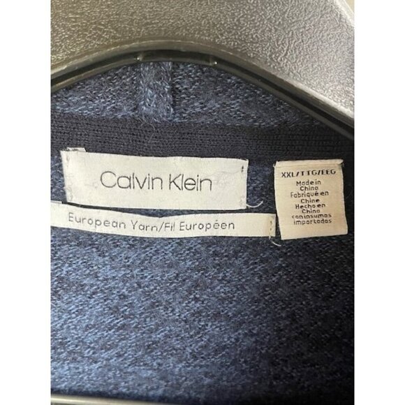 Calvin Klein Men's XXL Hoodie Zip-Up Sweater Merino Wool & Acrylic Blue & Black‎ - Picture 3 of 16